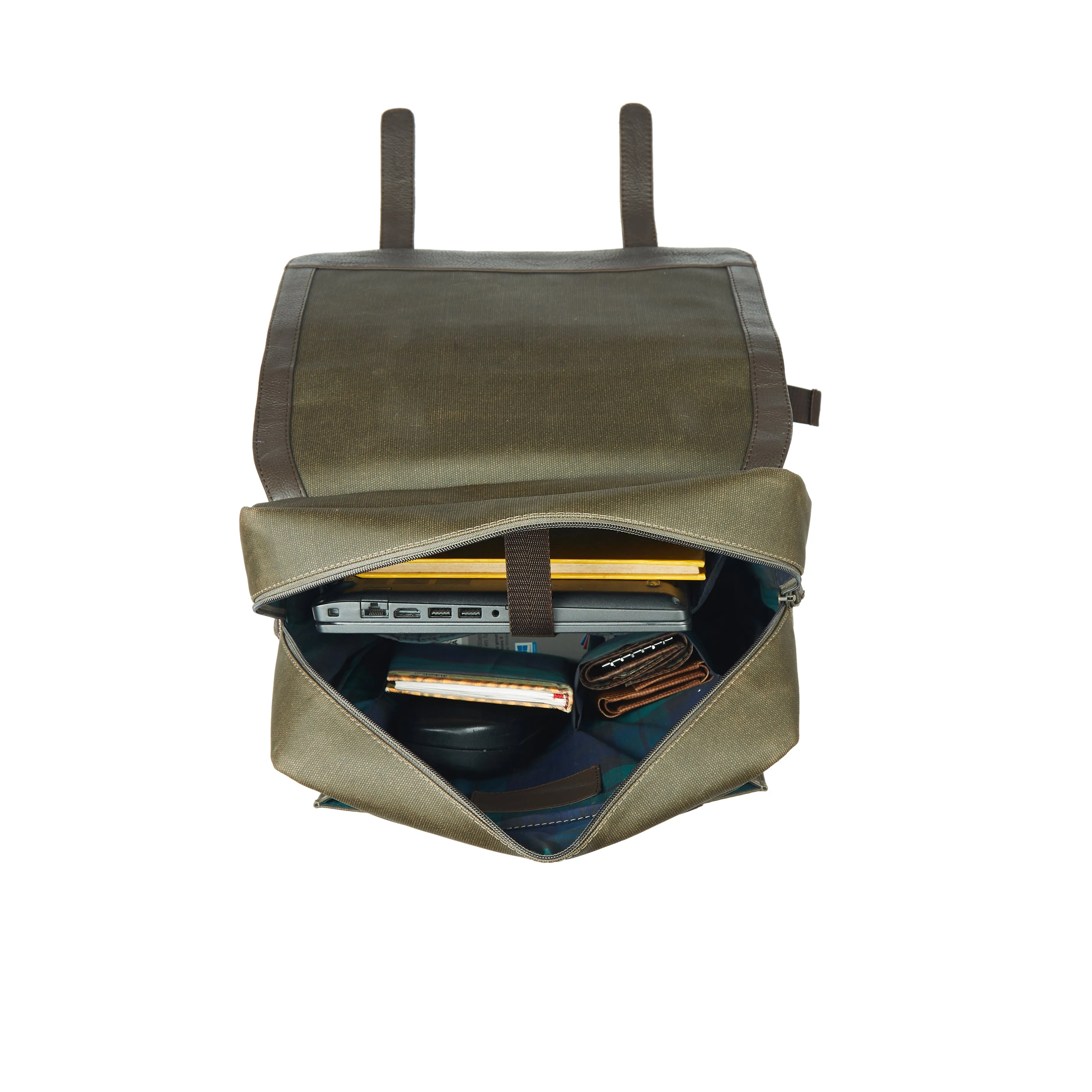 SOMAI  LEATHER BROOK CANVAS LEATHER BACKPACK