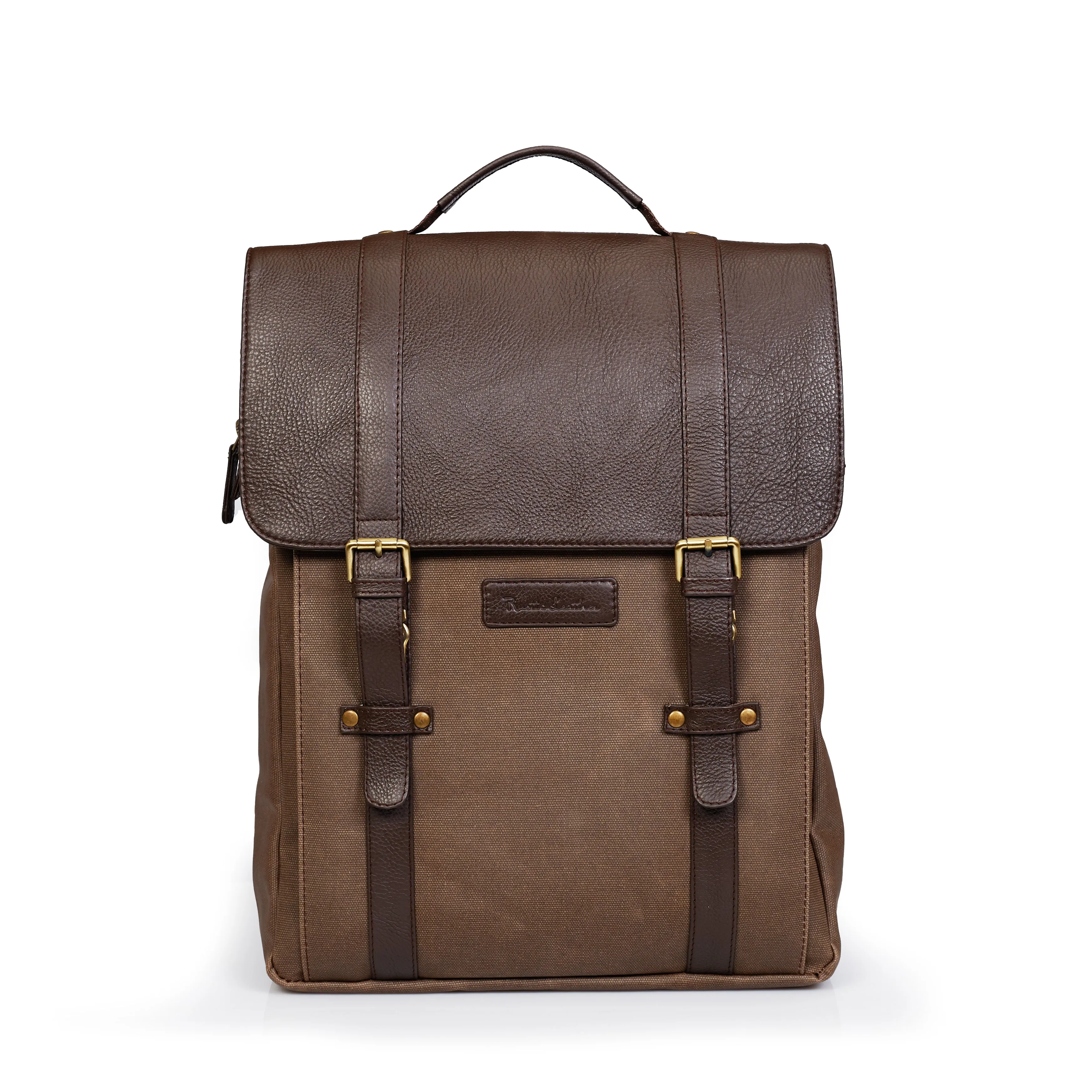 SOMAI  LEATHER BROOK CANVAS LEATHER BACKPACK
