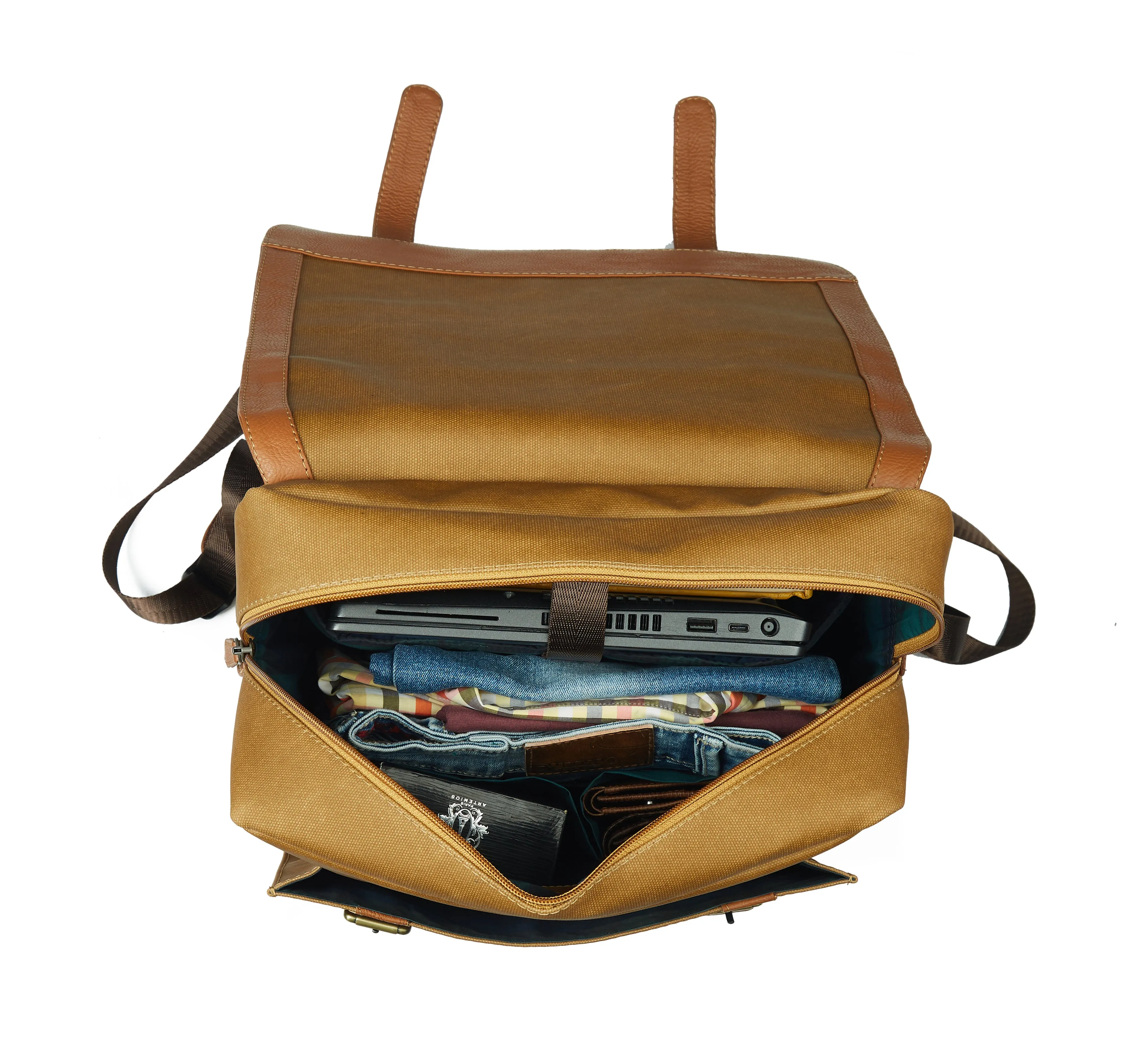 SOMAI  LEATHER BROOK CANVAS LEATHER BACKPACK