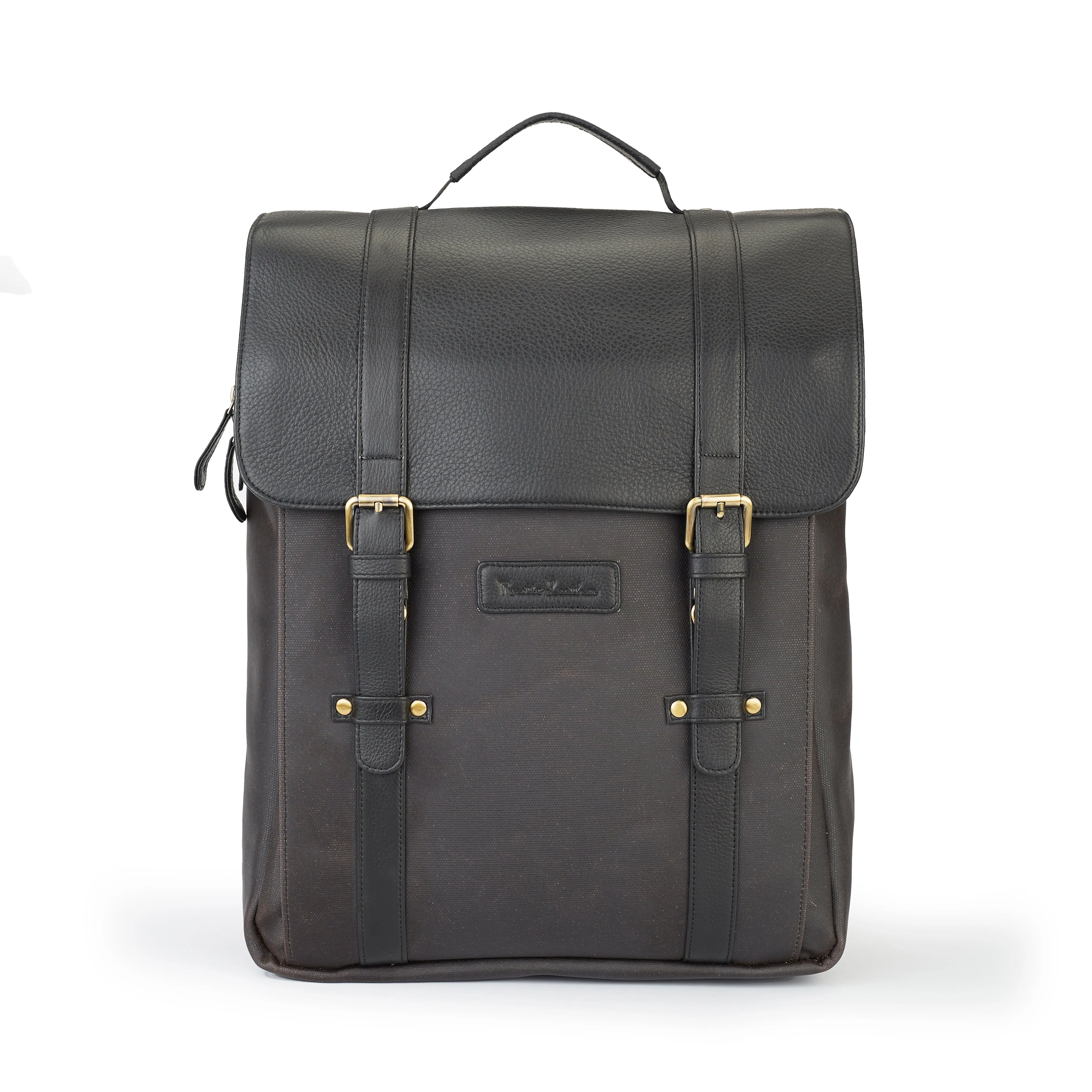 SOMAI  LEATHER BROOK CANVAS LEATHER BACKPACK