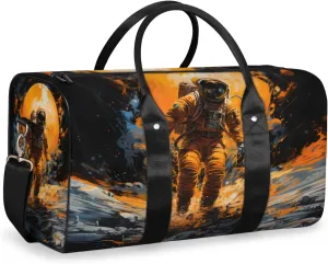 Space Astronaut Travel Duffle Bag for Women Men Gym Duffel Foldable Bag Waterproof Weekender Cool Mens Duffle Tote