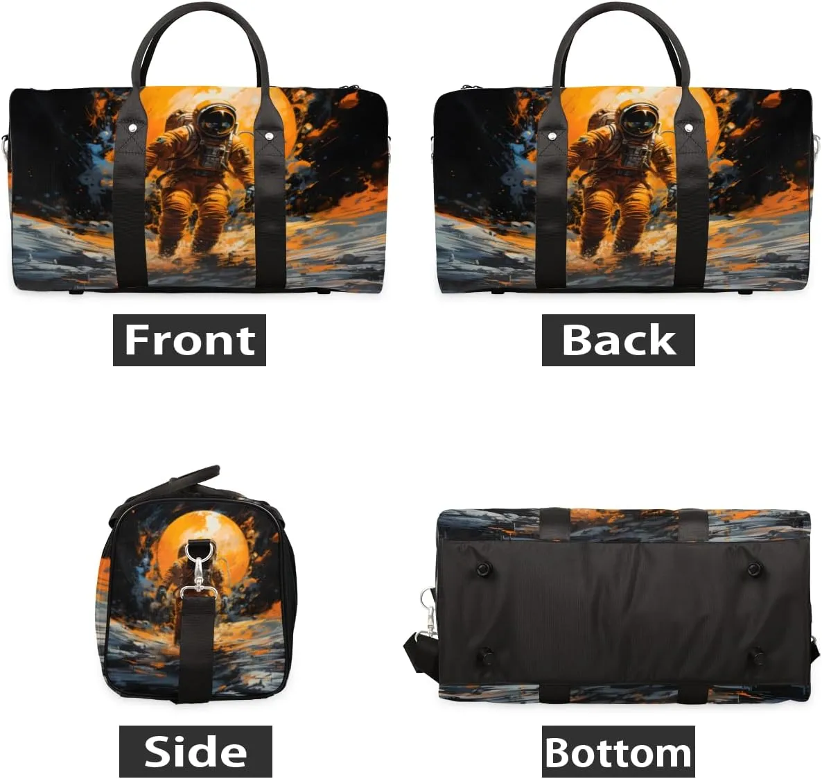 Space Astronaut Travel Duffle Bag for Women Men Gym Duffel Foldable Bag Waterproof Weekender Cool Mens Duffle Tote