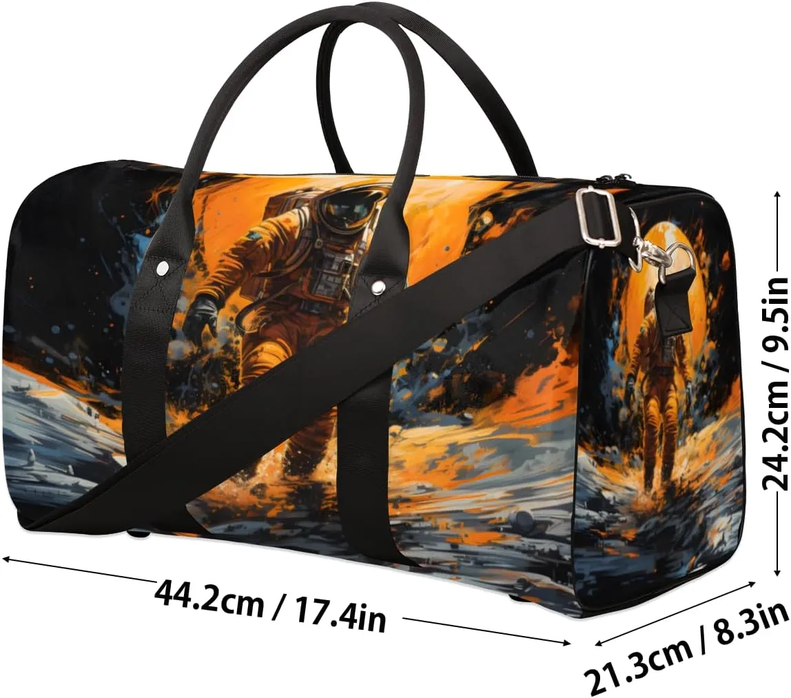 Space Astronaut Travel Duffle Bag for Women Men Gym Duffel Foldable Bag Waterproof Weekender Cool Mens Duffle Tote