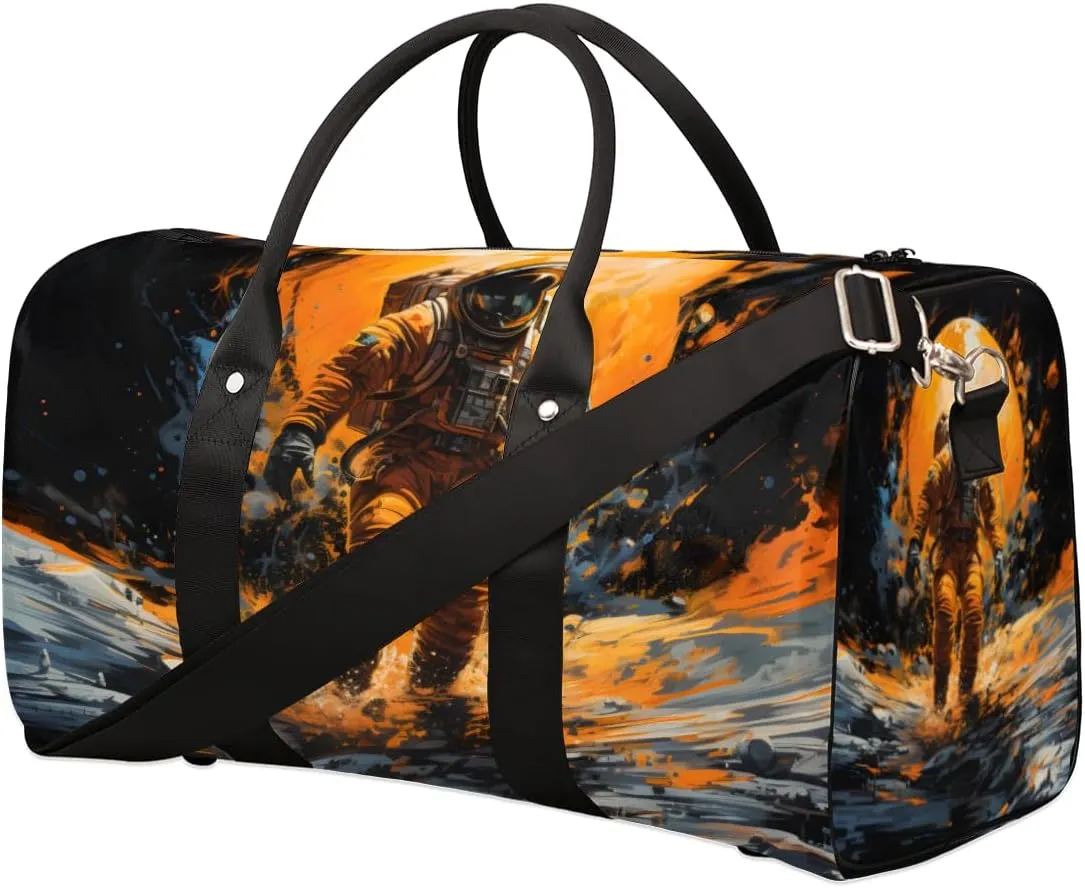 Space Astronaut Travel Duffle Bag for Women Men Gym Duffel Foldable Bag Waterproof Weekender Cool Mens Duffle Tote