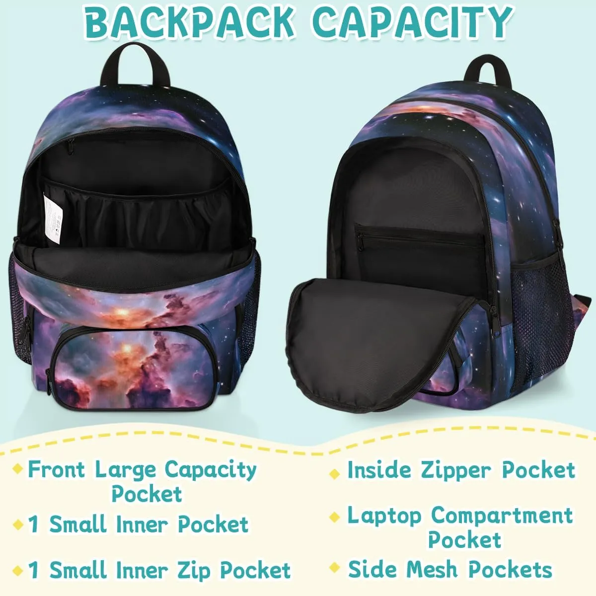 Space Laptop Backpack for Women Men, 18.3 Inch Travel Work Backpacks, Galaxy Outer Nebula Stars Waterproof Computer Casual Daypack Nurse Teacher Bags