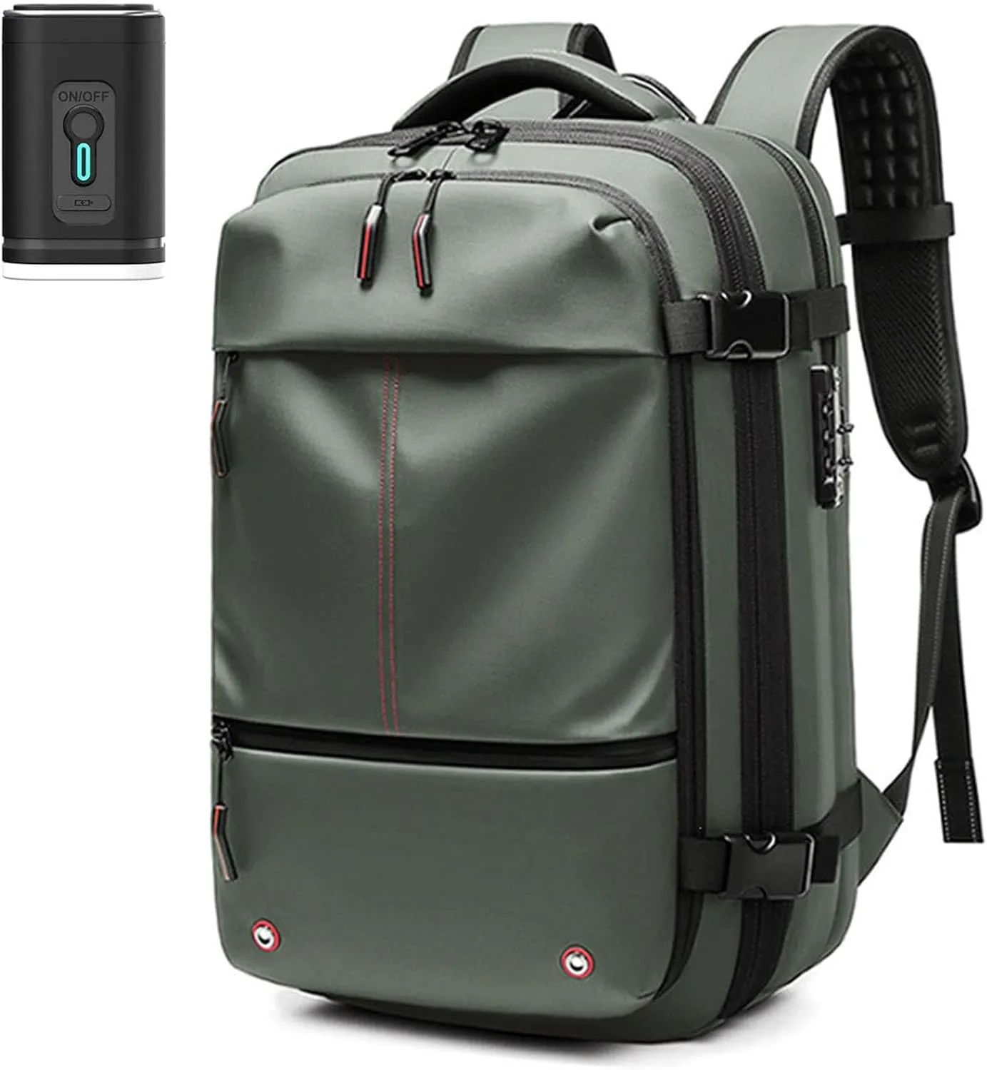 Space Vac Pro Backpack, Spacevac Pro Backpack, with Vacuum Seal Compression, 17”Laptop Vacuum Backpacks Travel with TSA Lock (Pump, Green)