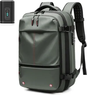 Space Vac Pro Backpack, Spacevac Pro Backpack, with Vacuum Seal Compression, 17”Laptop Vacuum Backpacks Travel with TSA Lock (Pump, Green)