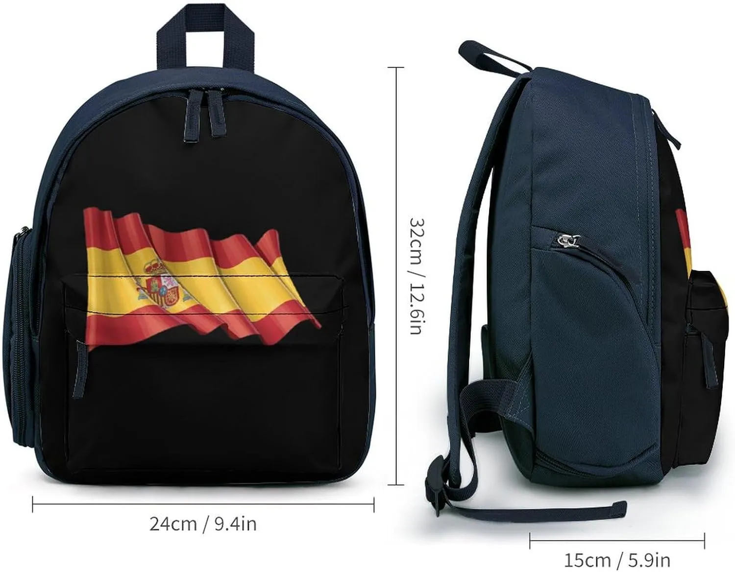 Spain Flag Simple Backpack Lightweight Cute Printing Shoulder Bag Family Travel Blue-style