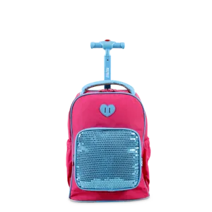 Sparkle 15 Inch Kids Rolling Backpack / Carry On in Pink