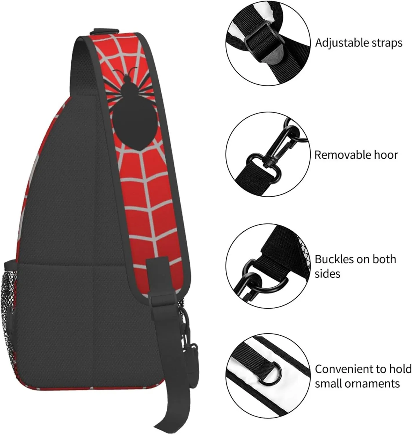 Spider Web Pattern Sling Backpack Crossbody Bag, Chest Bag Daypack for Outdoors Hiking Traveling