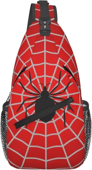 Spider Web Pattern Sling Backpack Crossbody Bag, Chest Bag Daypack for Outdoors Hiking Traveling