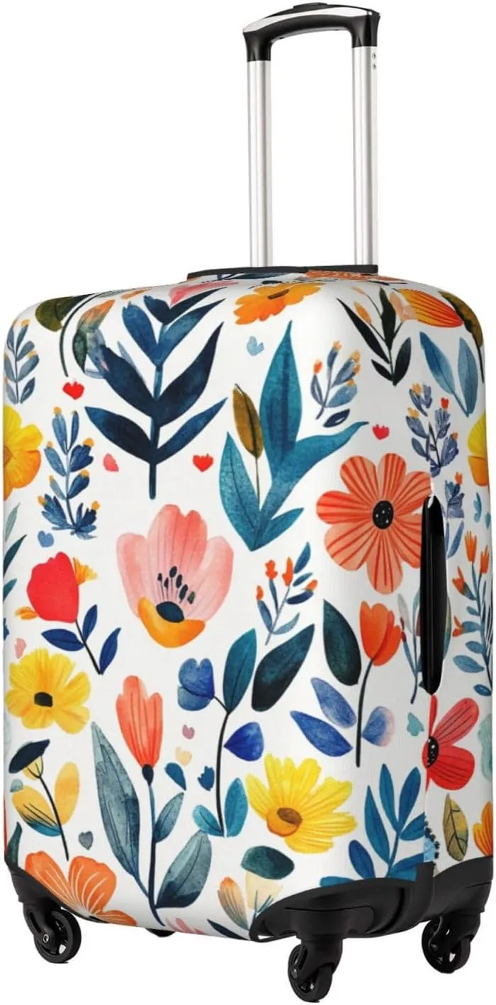 Spring Flowers Leaves Travel Suitcase Cover, Washable Suitcase Cover S - Fits 18-21 inch luggage(No Suitcase)