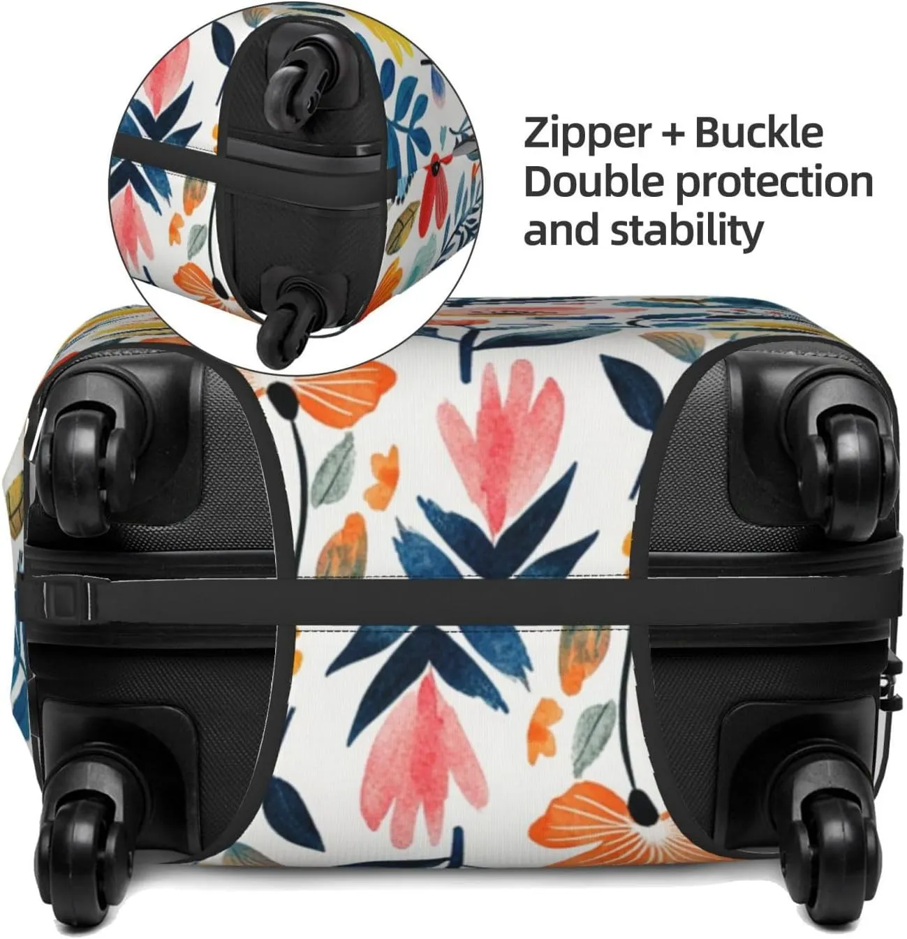 Spring Flowers Leaves Travel Suitcase Cover, Washable Suitcase Cover S - Fits 18-21 inch luggage(No Suitcase)