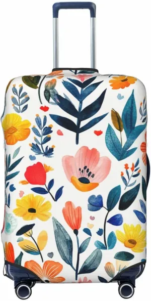Spring Flowers Leaves Travel Suitcase Cover, Washable Suitcase Cover S - Fits 18-21 inch luggage(No Suitcase)