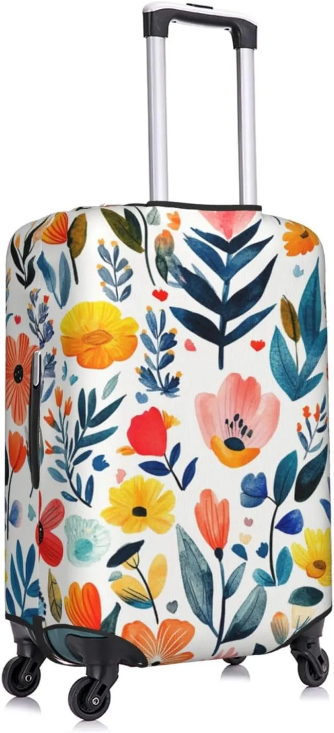 Spring Flowers Leaves Travel Suitcase Cover, Washable Suitcase Cover S - Fits 18-21 inch luggage(No Suitcase)