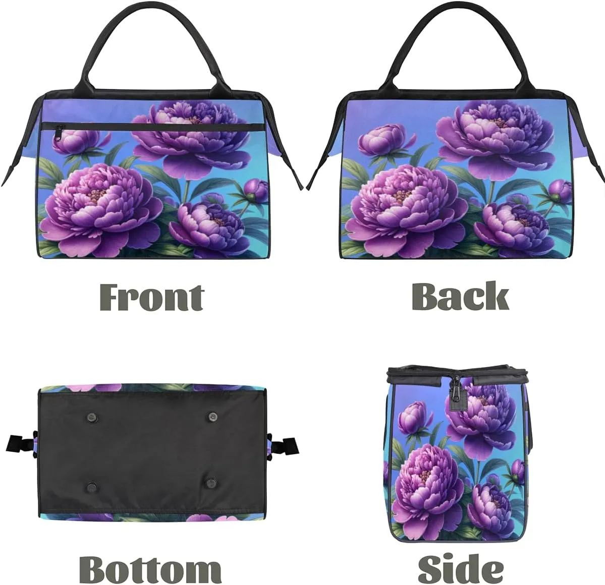 Spring Purple Floral Small Overnight Weekender Tote Bag for Women Men Foldable Travel Duffel Bags Lightweight Sports Gym Bag Waterproof Carry On Luggage Weekender Bag for Traveling Gifts