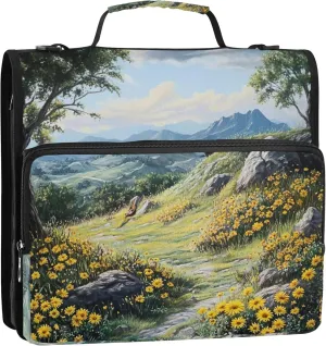 Spring Scenic Landscape Zippered Binder Organizer 3 Ring Binders 1.5 Inch D Ring School Binders Bag with Shoulder Strap Portfolio Hold 500 Sheets Holder