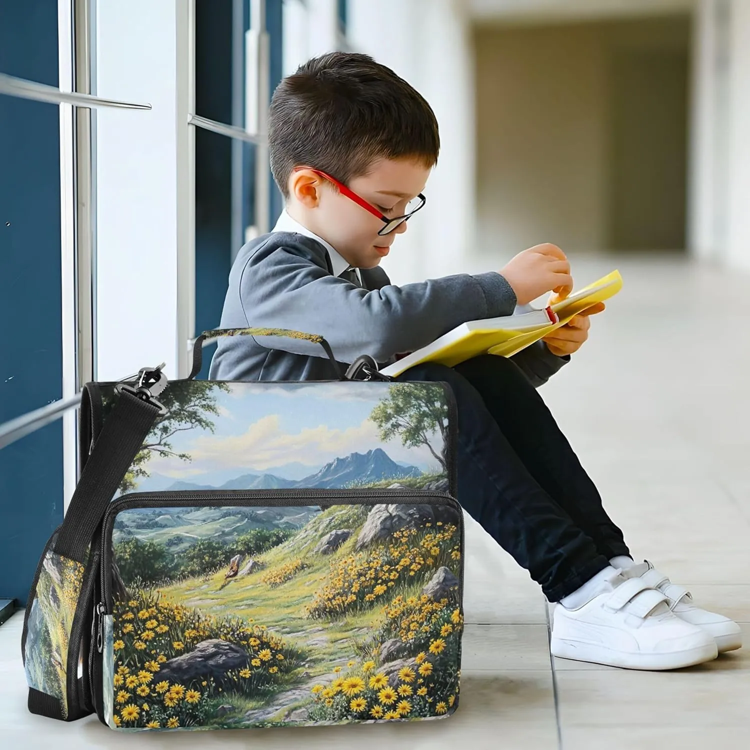 Spring Scenic Landscape Zippered Binder Organizer 3 Ring Binders 1.5 Inch D Ring School Binders Bag with Shoulder Strap Portfolio Hold 500 Sheets Holder