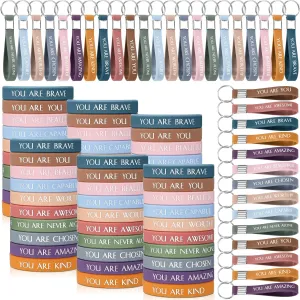 Sratte 120 Pcs Motivational Wristbands Gifts Inspirational Keychains Appreciation Gift for Teacher Student Volunteer Employee