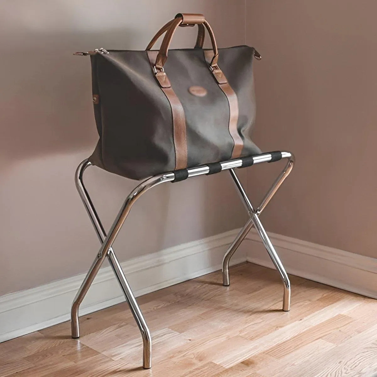 Stainless Steel Foldable Luggage Rack Hotel Room Portable Shelf Suitcase Holder