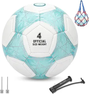 STEEFAN Teal/Blue/Pink Soccer Ball Size 4 for Kids Outdoor Play,Color Change Soccer Official Ball with Needles and Air Pump,Gift Idea for Kid Teen Boy Girl Junior Women,Indoor Outdoor Game Soccer Ball