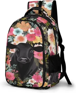 Steer Floral Travel Backpack Adjustable Computer Bag Casual Travel Daypack Satchel Backpack Unisex