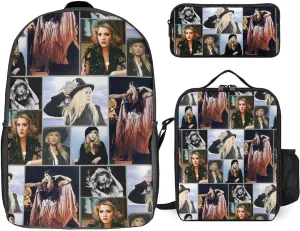 Stevie Rock Singer Nicks 3Pcs Backpack Set Multifunctional Unisex Bookbags for Mans Popular Basic Daypacks-Traveling Computer Backpacks Suitable for Laptop Office
