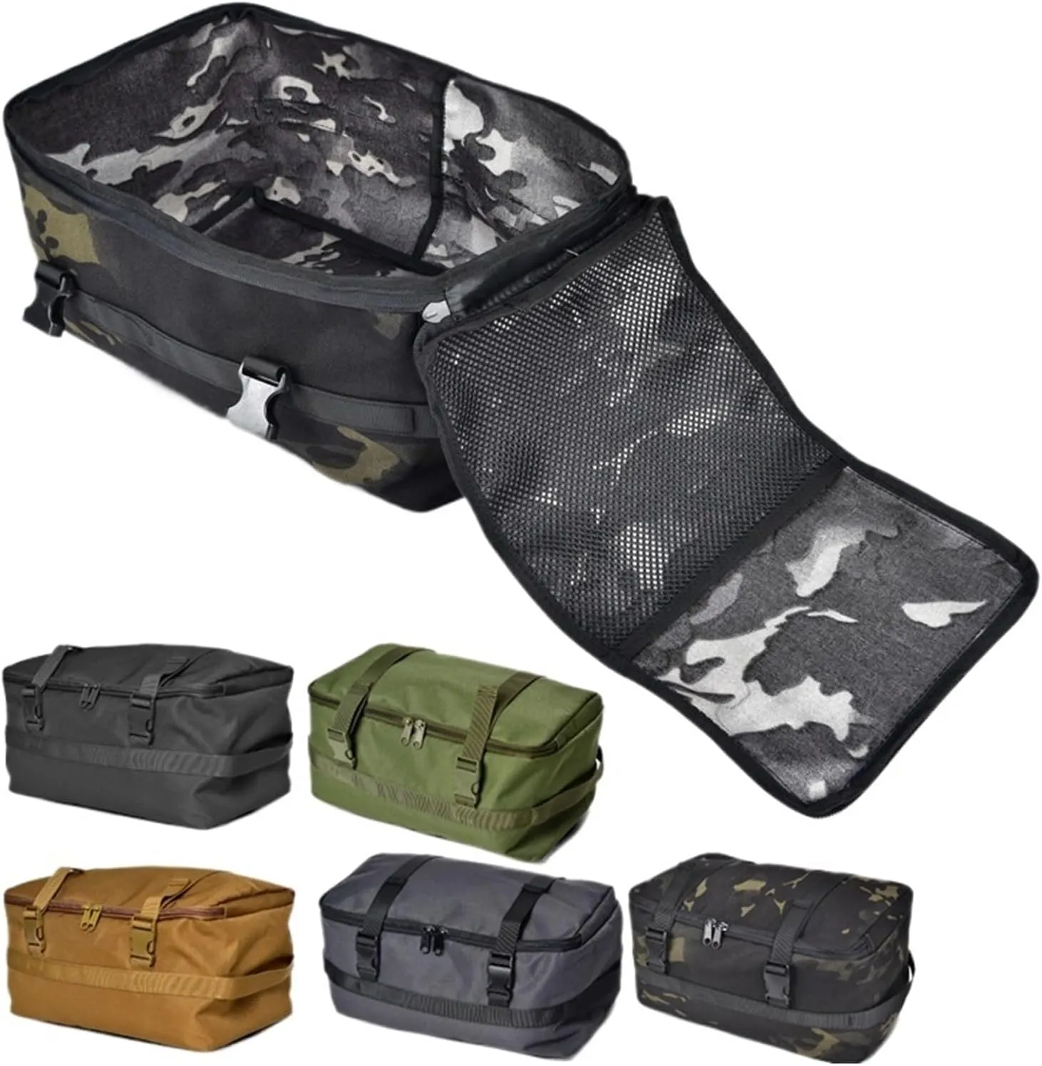 Storage Bag Camping Cyling Organizer Outdoor Hiking Picnic Bags Stove Carry Pack Portable Sorting Mounting Pouch(Gray)