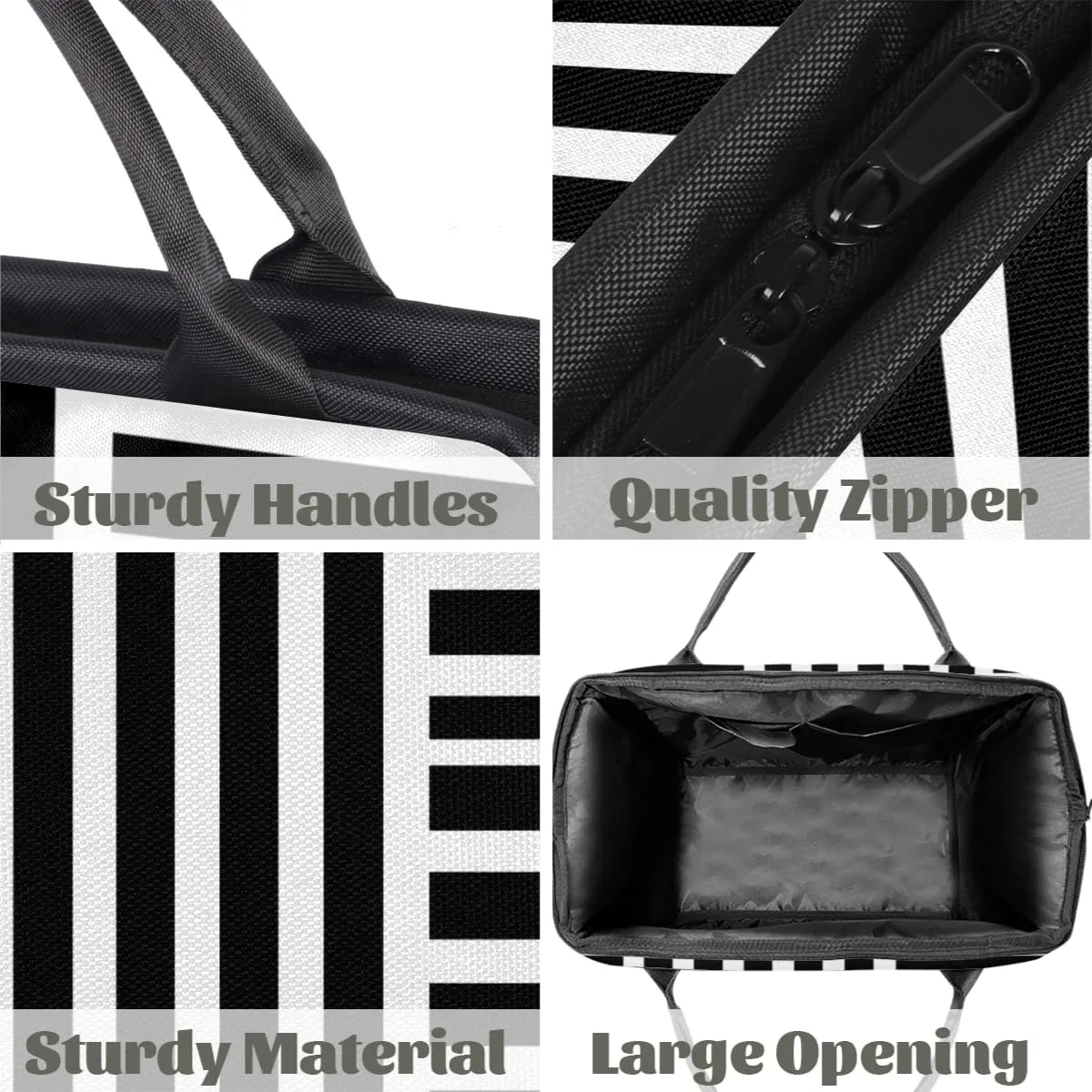 Stripes Black And White Small Overnight Weekender Tote Bag for Women Men Foldable Travel Duffel Bags Lightweight Sports Gym Bag Waterproof Carry On Luggage Weekender Bag for Traveling Gifts