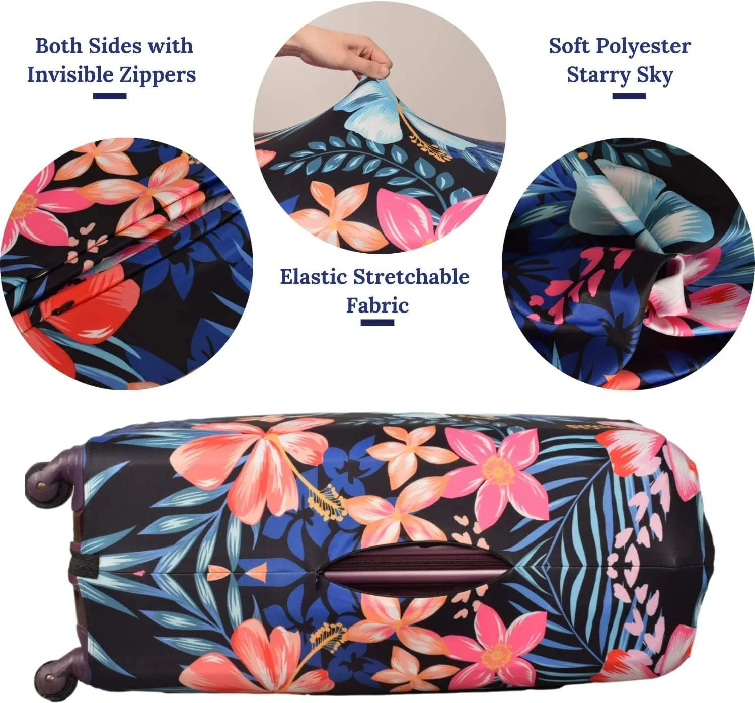Suitcase Cover, Carry on Luggage Cover Protector - Travel Elastic Spandex Luggage Covers Fits 22 to 24 Inch Flower