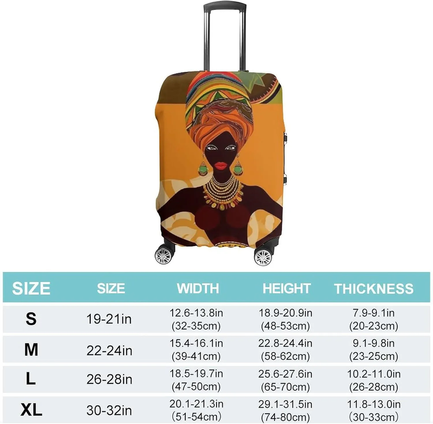 Suitcase Covers for Luggage African Woman Fashion Luggage Cover Washable Protector Waterproof Suitcase Cover Anti-scratch Travel Suitcases Covers Case for 19-32 Inch Luggages S