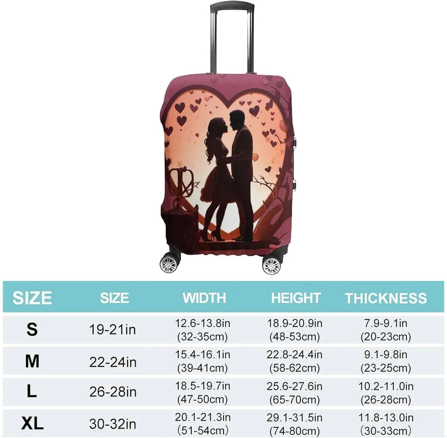 Suitcase Covers for Luggage Kissing Silhouette Fashion Luggage Cover Washable Protector Waterproof Suitcase Cover Anti-scratch Travel Suitcases Covers Case for 19-32 Inch Luggages L