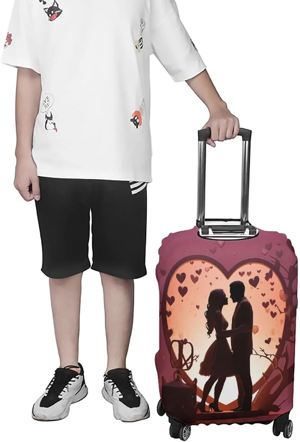 Suitcase Covers for Luggage Kissing Silhouette Fashion Luggage Cover Washable Protector Waterproof Suitcase Cover Anti-scratch Travel Suitcases Covers Case for 19-32 Inch Luggages L