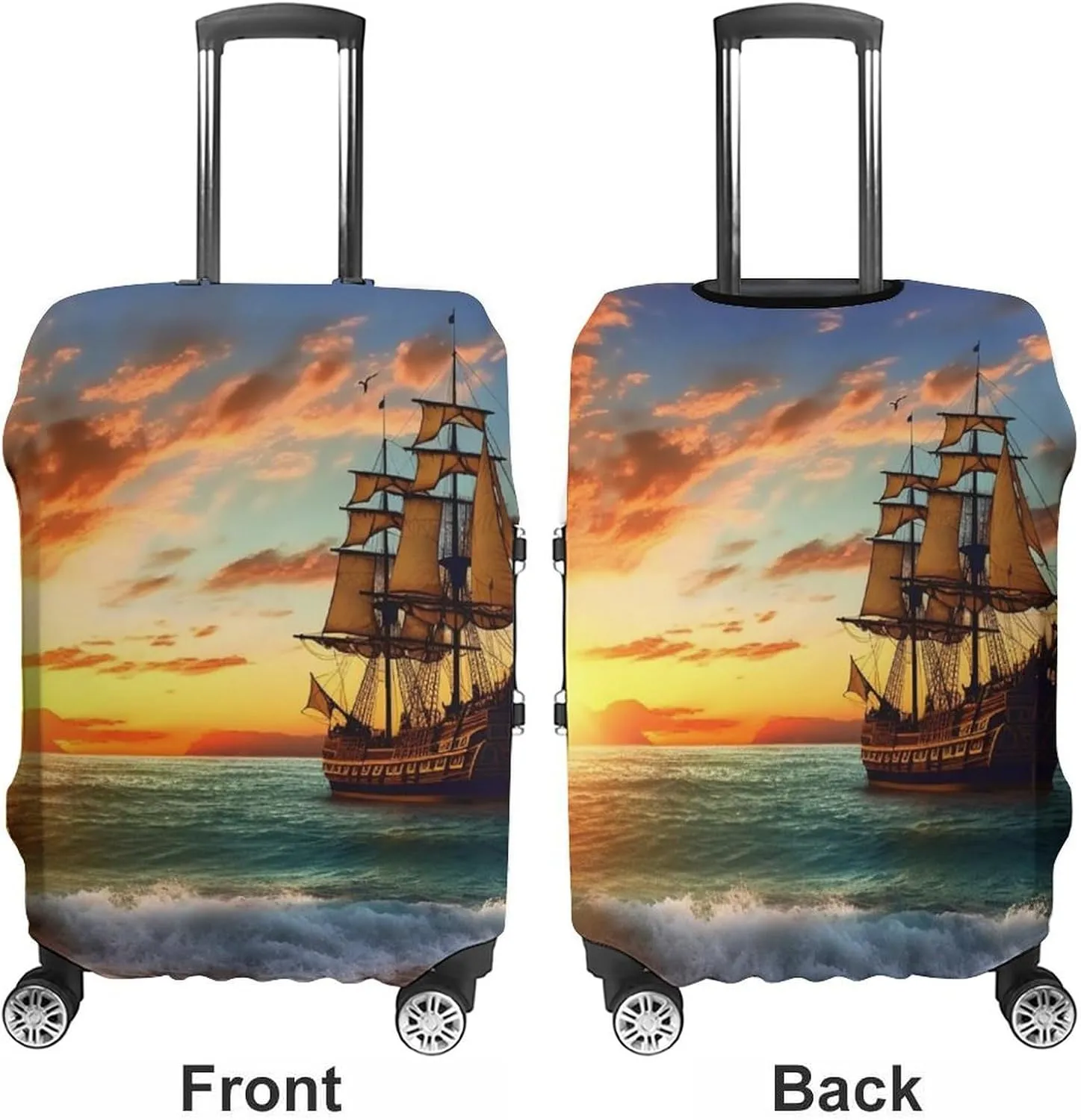 Suitcase Covers for Luggage Pirate Ship in The Sunset Fashion Luggage Cover Washable Protector Waterproof Suitcase Cover Anti-scratch Travel Suitcases Covers Case for 19-32 Inch Luggages M