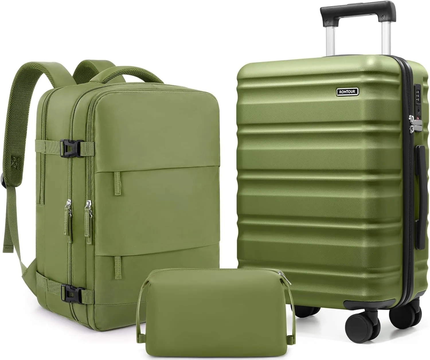 Suitcase Set 3 Piece, 20 IN Carry On Luggage with PC Hard Shell, TSA Lock Spinner Wheels Extension Handle Suitcase Set, Luggage Set With Fully Lined Interior