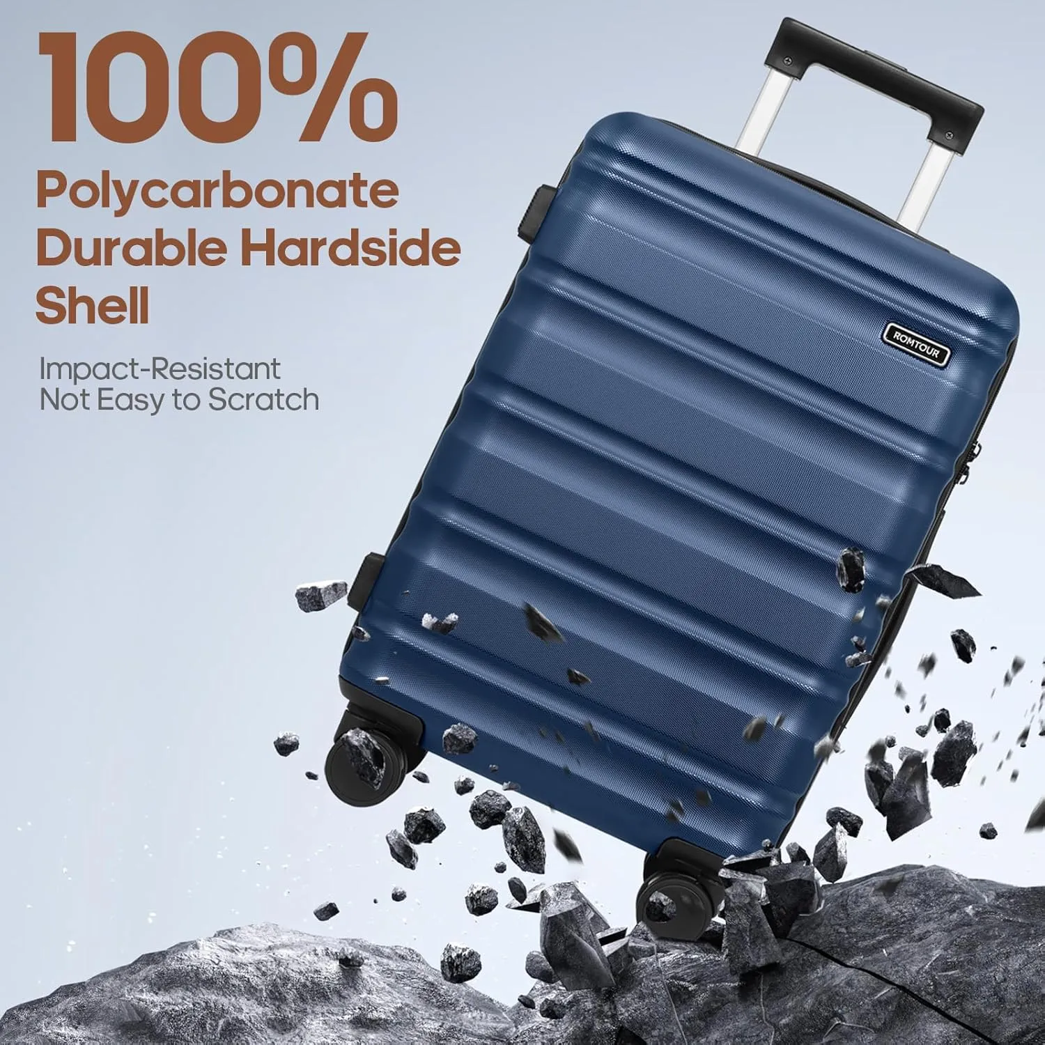 Suitcase Set 3 Piece, 20 IN Carry On Luggage with PC Hard Shell, TSA Lock Spinner Wheels Extension Handle Suitcase Set