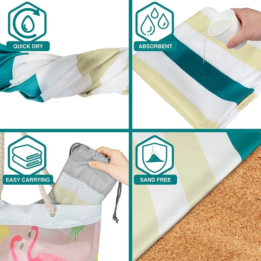 SUN CUBE Microfiber Beach Towel, Quick Dry Sand Free Beach Towel, Lightweight, Compact for Travel Swim Sports Camping, Packable Sand Resistant Towel Adult - Beige Cream 78x35 Inches