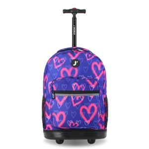 Sunrise Rolling Backpack (18 Inch) in Heart Spray