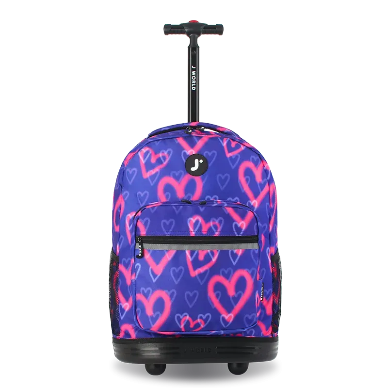 Sunrise Rolling Backpack (18 Inch) in Heart Spray