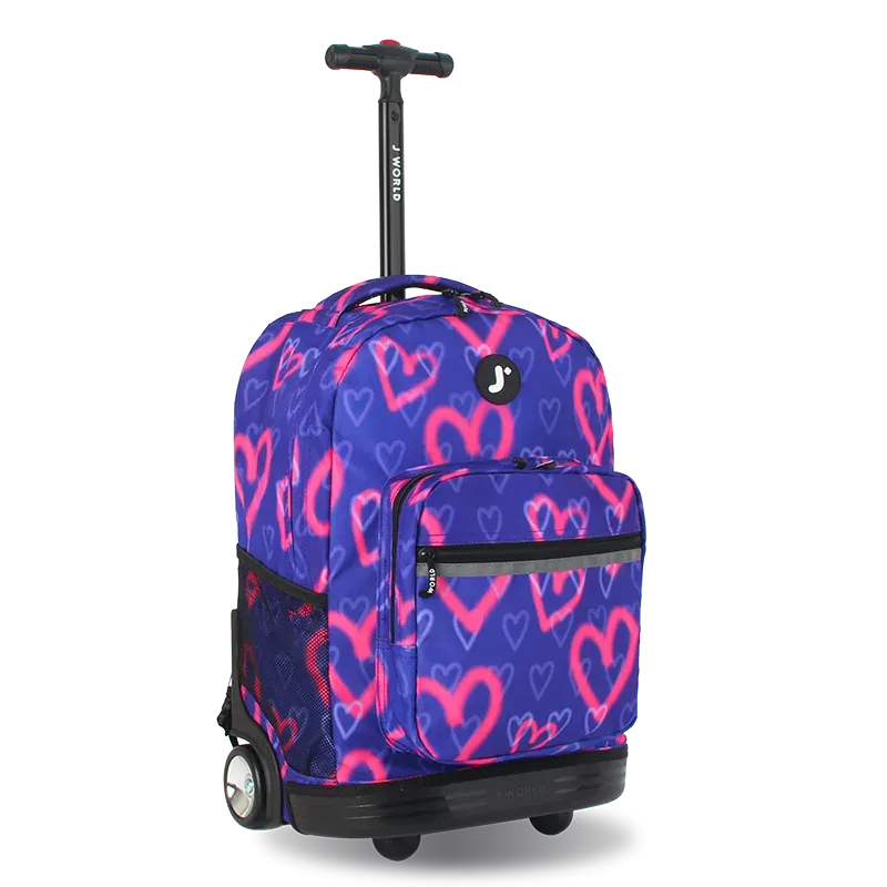 Sunrise Rolling Backpack (18 Inch) in Heart Spray
