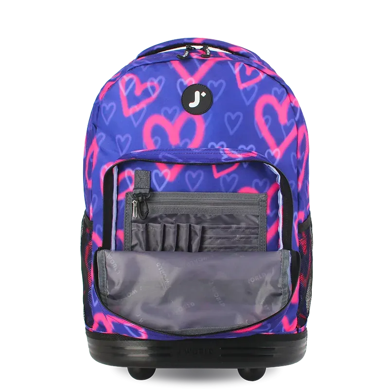 Sunrise Rolling Backpack (18 Inch) in Heart Spray