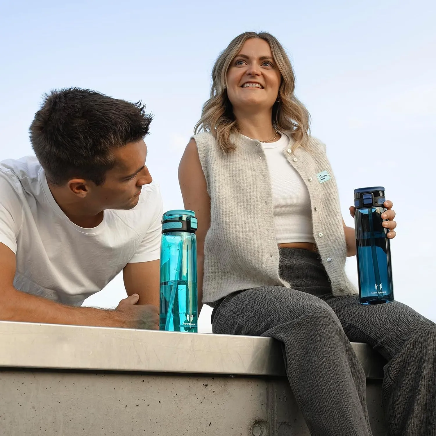 Super Sparrow Water Bottle - 17 Oz / 25 Oz / 32 Oz - TouchSip Straw Water Bottles - Non-Toxic BPA Free - Tritan Drink Bottle - For Work, Gym, Travel, Sports - Lightweight & Sustainable