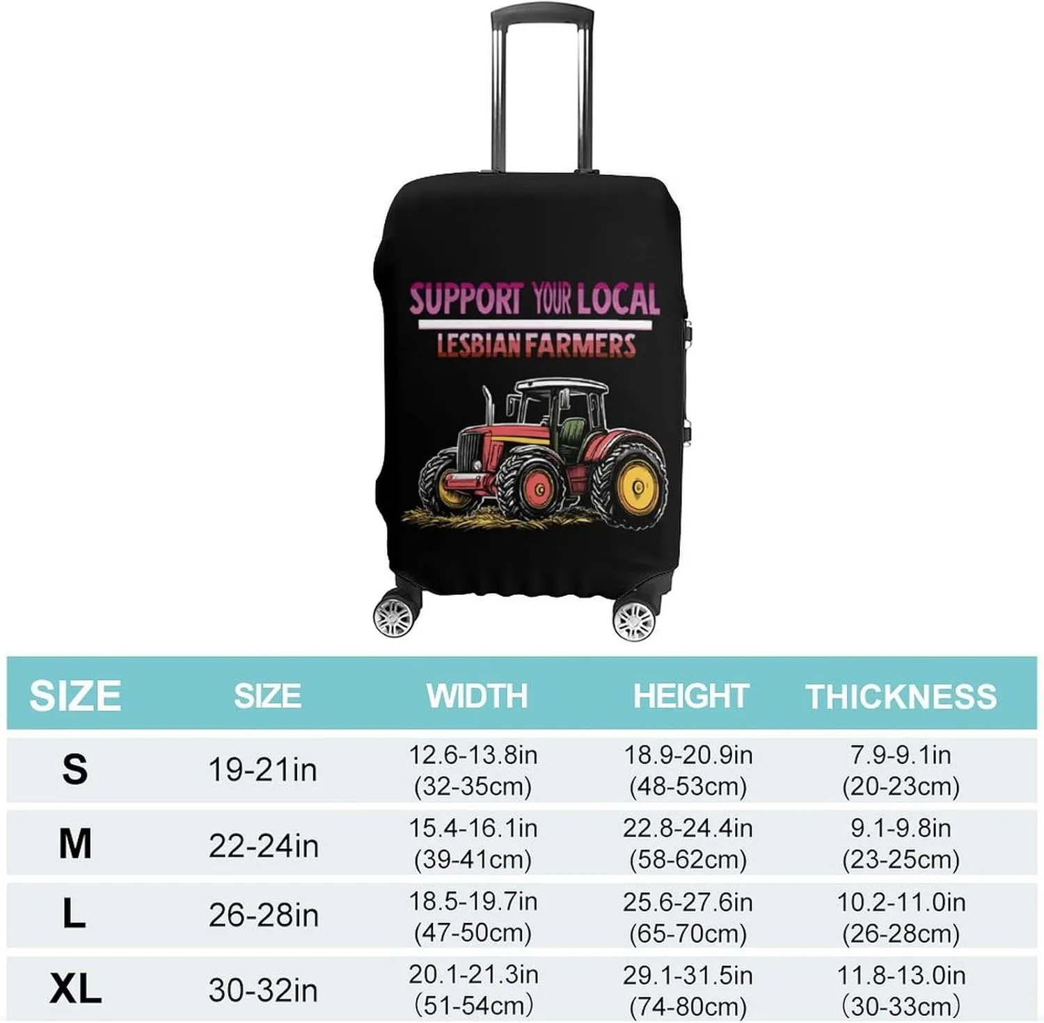 Support Your Local Lesbian Farmers Luggage Cover for Suitcase Luggage Protector Travel Bag Covers for Luggages