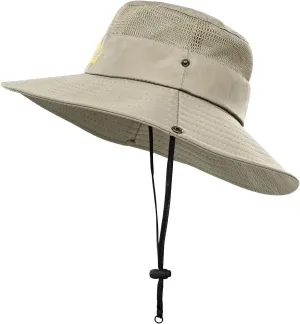Surblue Boonie Hat Outdoor Sun Hat Breathable Wide Brim UV Protection Fishing Hat Foldable Waterproof Safari Hat for Hunting Hiking Camping Gardening,Khaki