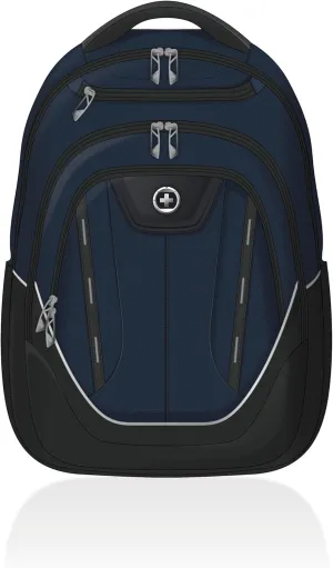 Swissdigital Design TSA Business Laptop Backpack For Men,Travel Backpack With USB Charging Port,College Tech Backpacks With RFID Pockets Presents For Men Fits 15.6 Inch Computer Blue | TERABYTE