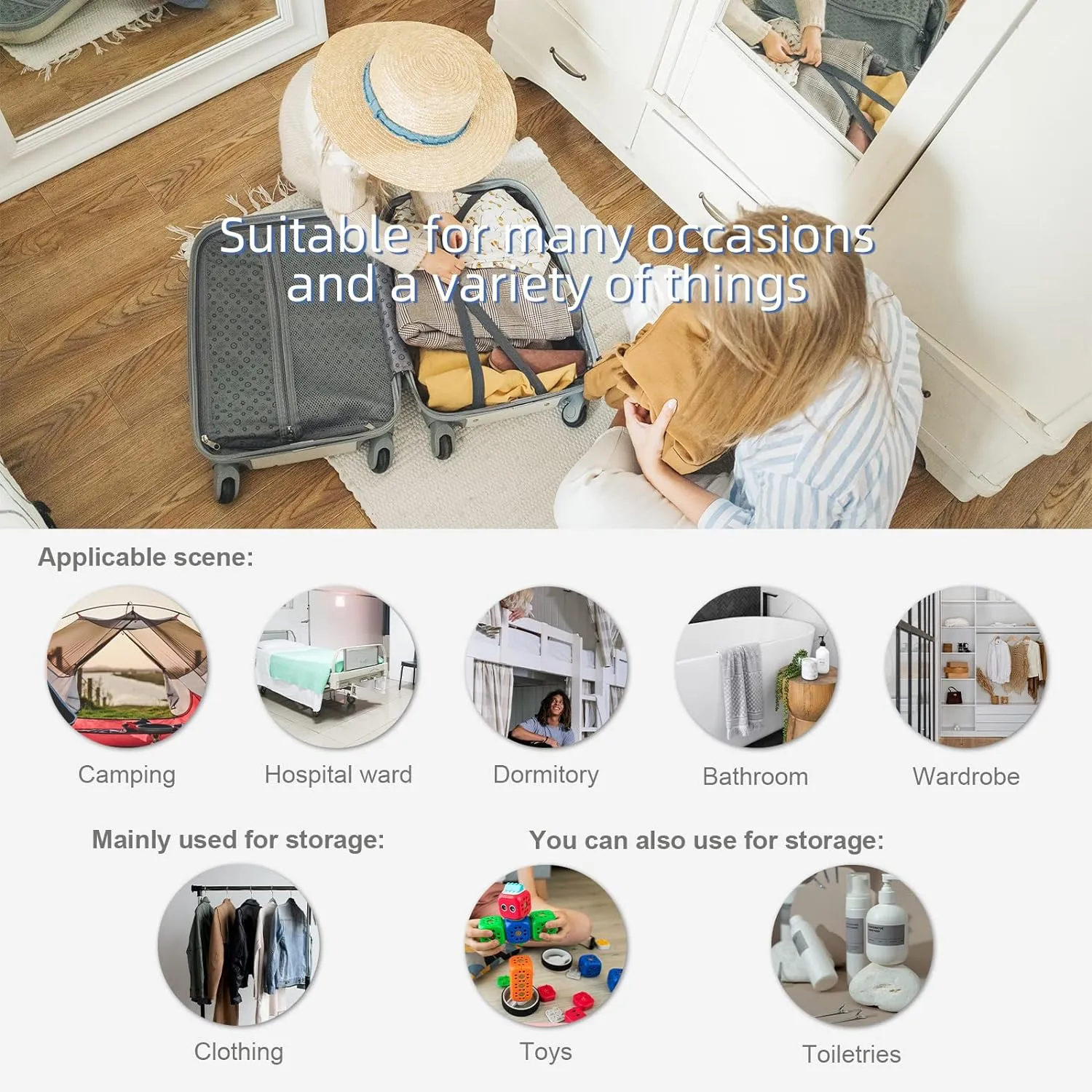 TABITORA Portable Hanging Travel Shelves Bag Packing Cube Organizer Suitcase Storage Large Capacity (Beige XL)…