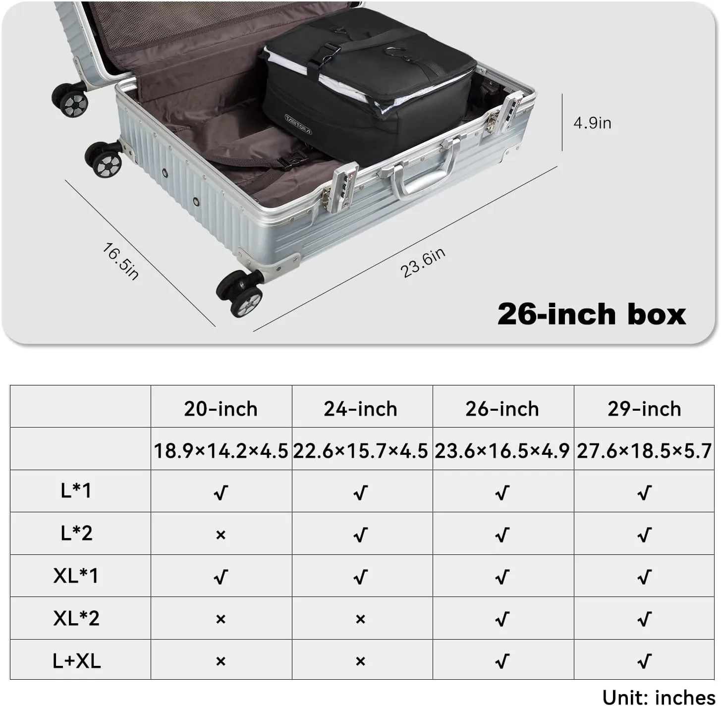 TABITORA Portable Hanging Travel Shelves Bag Packing Cube Organizer Suitcase Storage Large Capacity