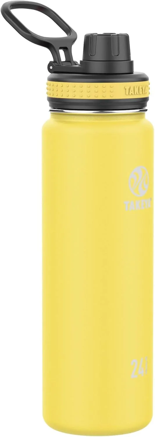 Takeya Originals 24 oz Vacuum Insulated Stainless Steel Water Bottle with Spout Lid, Canary