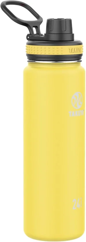 Takeya Originals 24 oz Vacuum Insulated Stainless Steel Water Bottle with Spout Lid, Canary