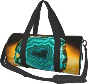 Teal Agate Print Round Large Capacity Travel Luggage Bags,Men's and Women's Hand-Held Travel Clothing Bags